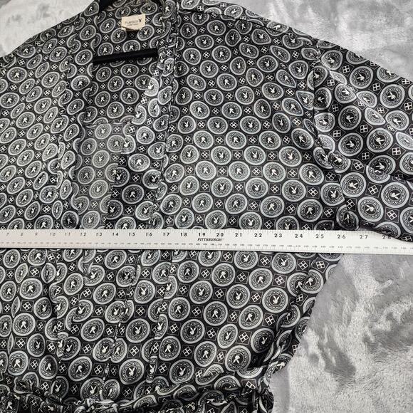 Vintage 90s Playboy Robe Mens Regular One Size Gray Satin Kimono All Over Logo - Picture 9 of 10